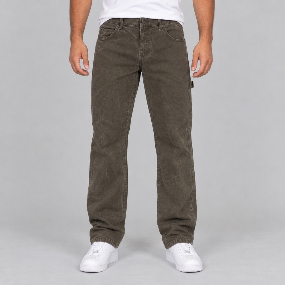 Dickies Pants Mens 34x34 Olive Green Carpenter Duck Canvas Workwear Utility